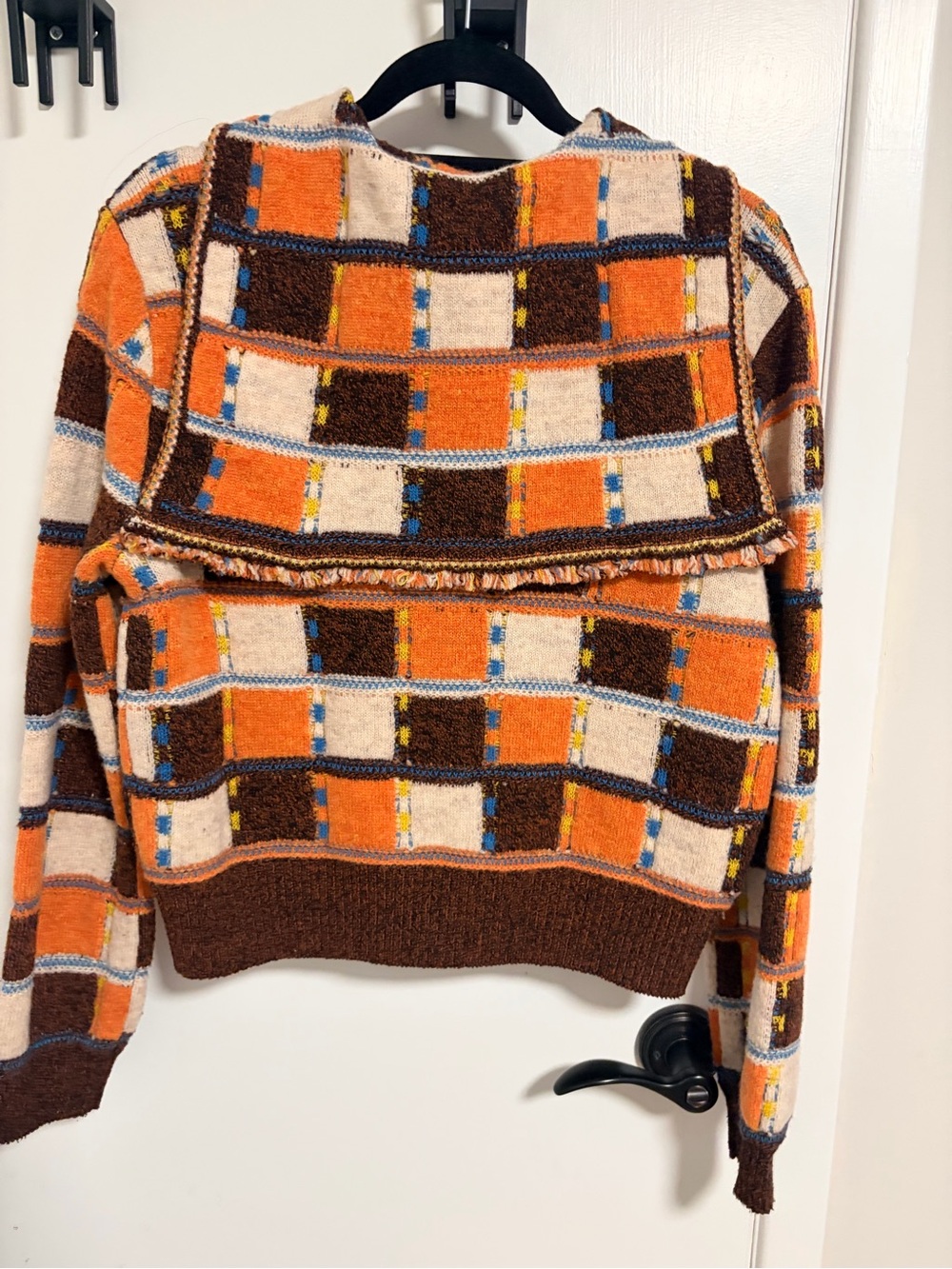 CHANEL Orange Brown Cream Patchwork Hooded Cardigan Sweater - Picture 4 of 5